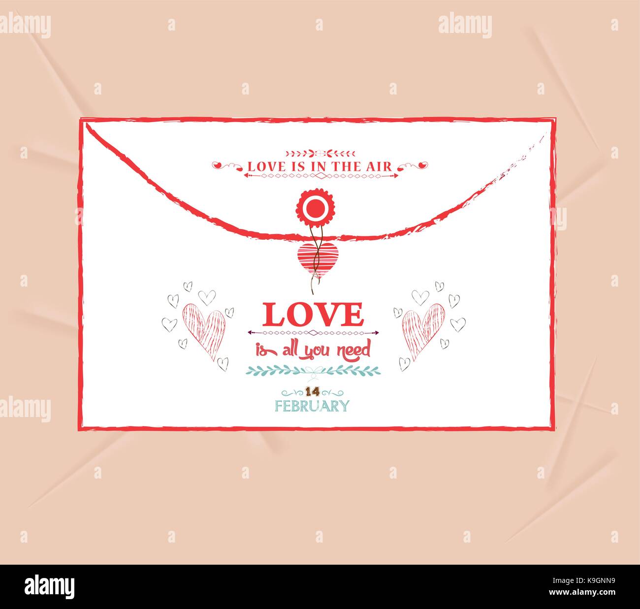 valentines day envelope greeting card Stock Vector Image & Art - Alamy