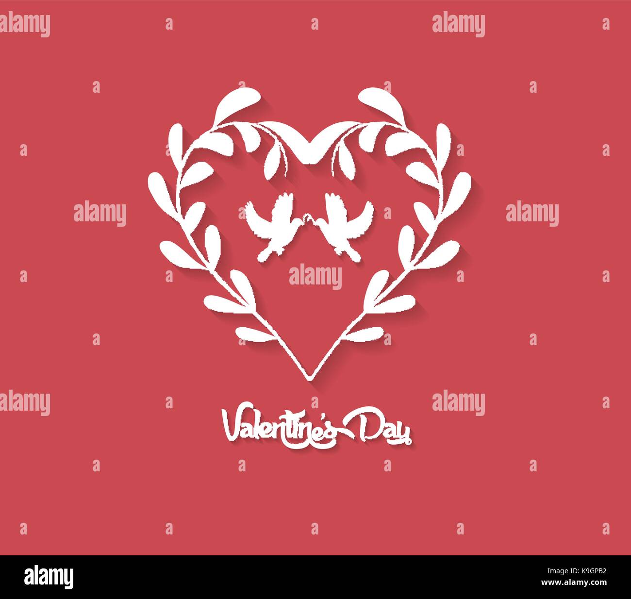 valentines day Floral Heart on Red Background Stock Vector Image & Art ...