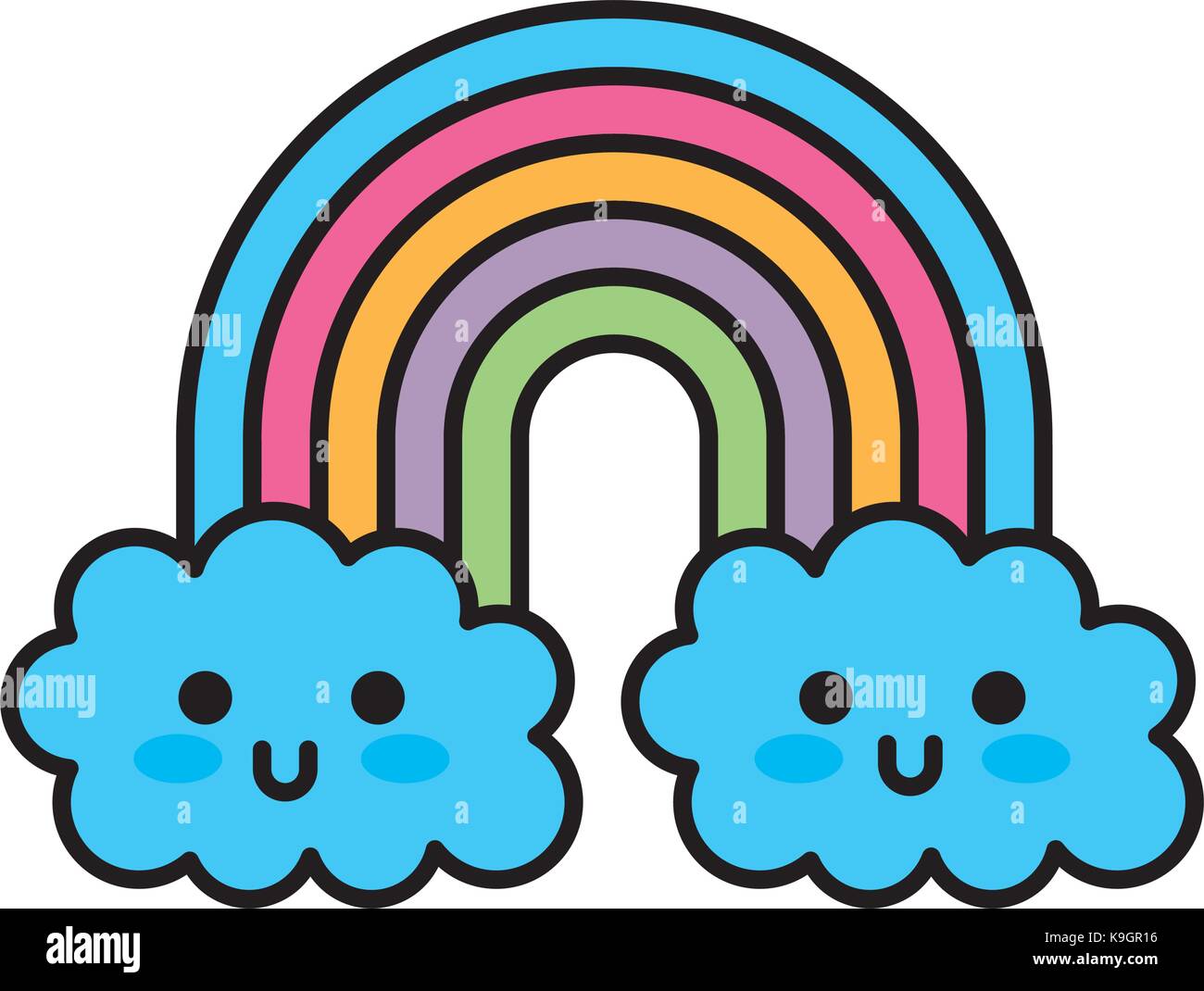 kawaii rainbow cloud cute decoration cartoon Stock Vector Image & Art ...