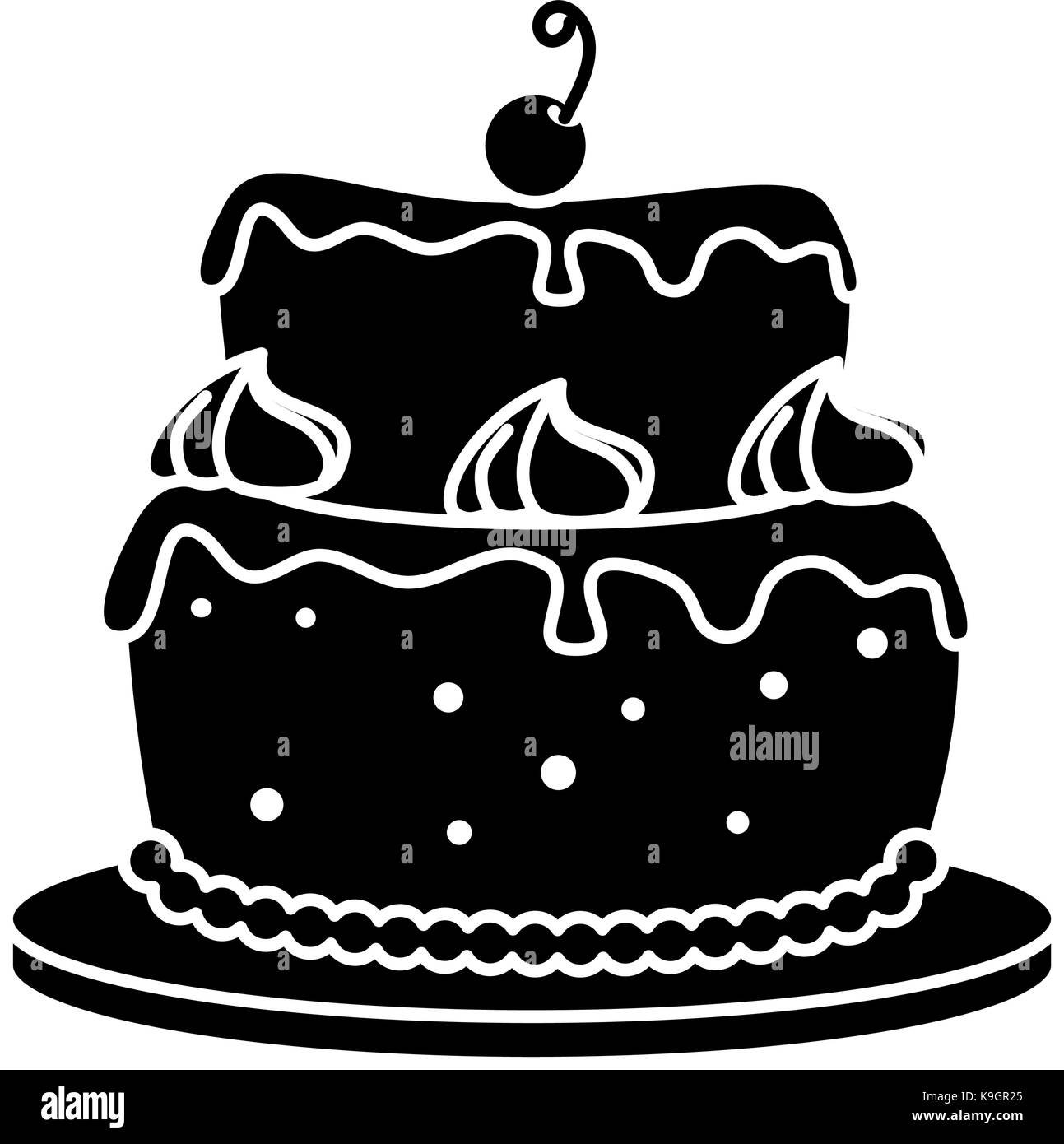 delicious cake with cherry vector illustration design Stock Vector ...