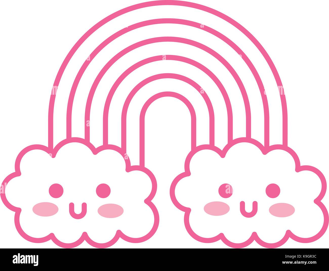 kawaii rainbow cloud cute decoration cartoon Stock Vector Image & Art ...
