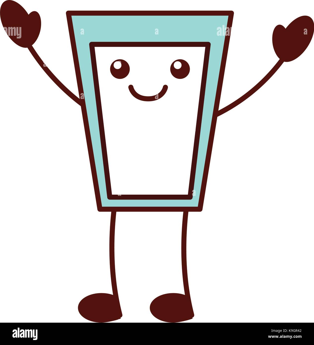 Kawaii Glass Cup Milk Cartoon Icon Stock Vector Image Art Alamy