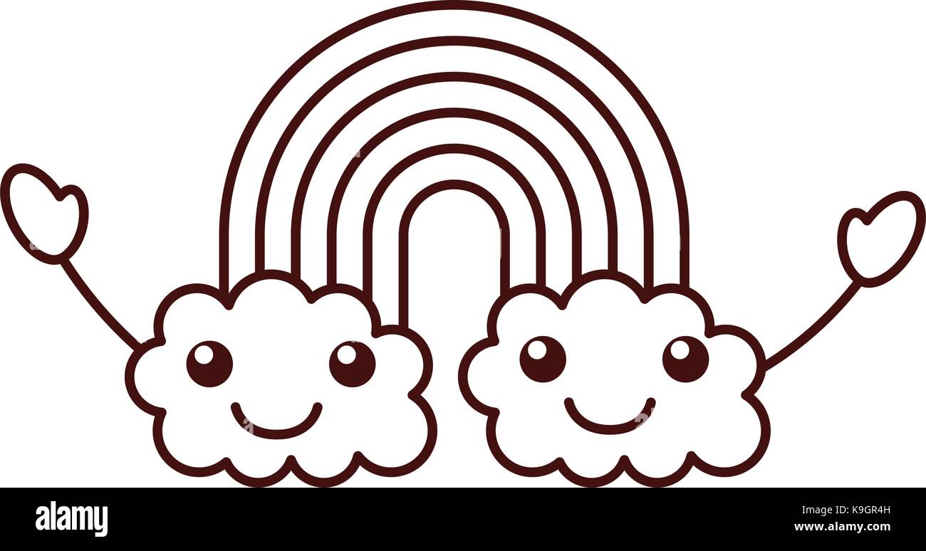 kawaii rainbow cloud cute decoration cartoon Stock Vector Image & Art ...