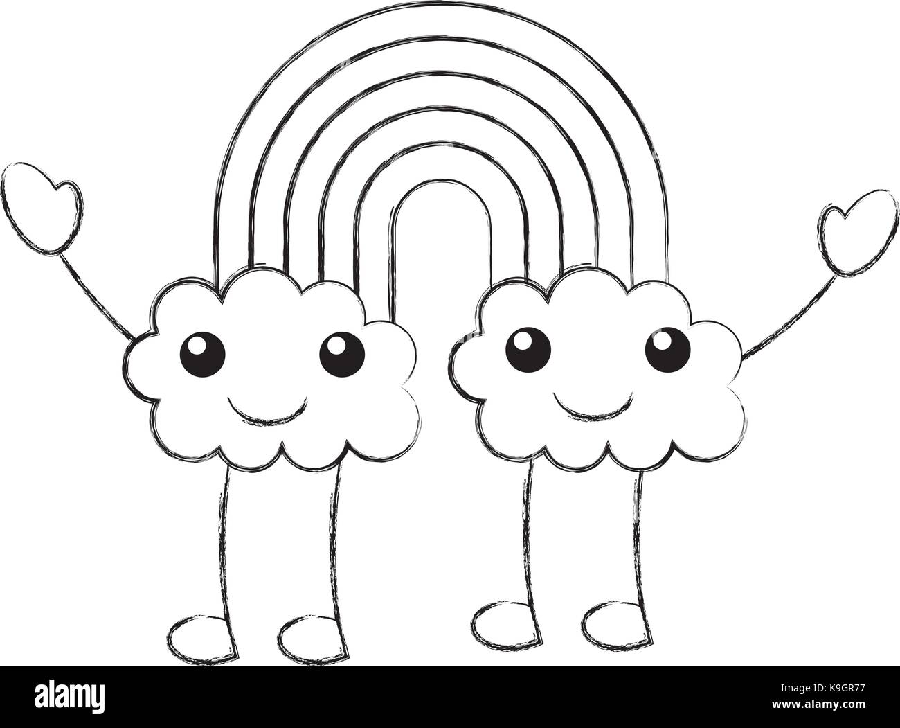 kawaii rainbow cloud cute decoration cartoon Stock Vector Image & Art ...