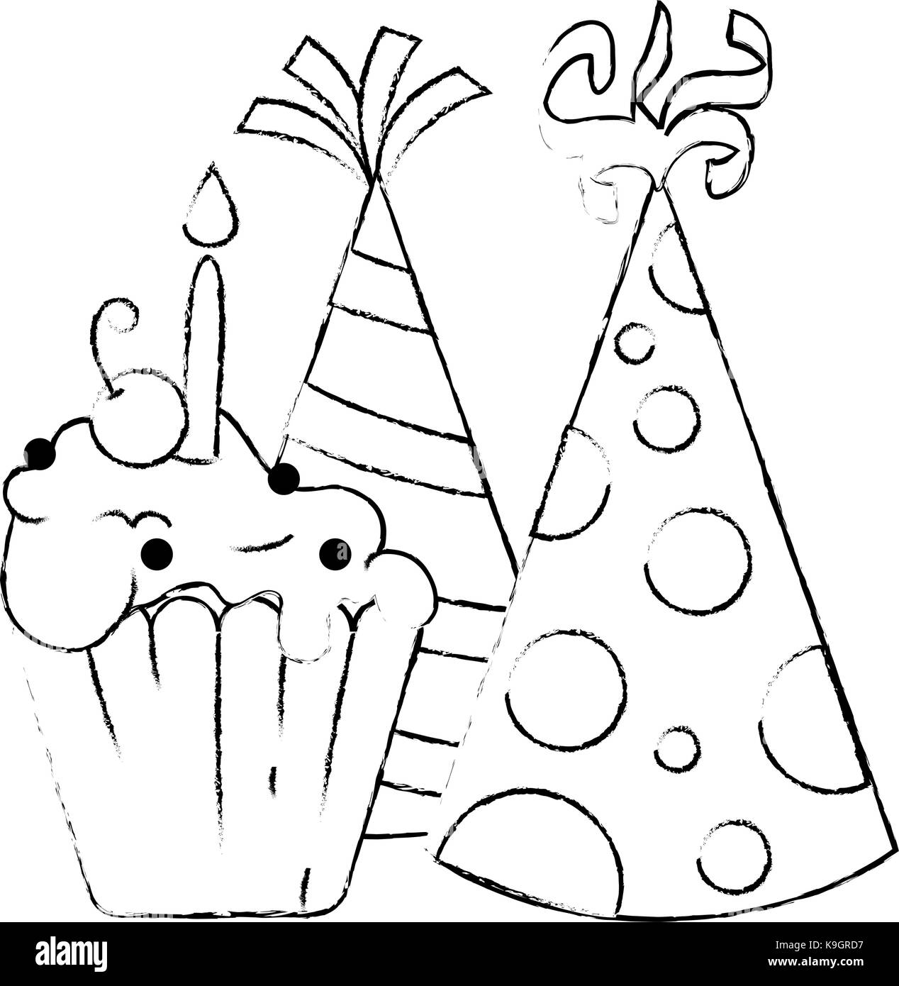 delicious cupcake with cherry and hats vector illustration design Stock ...