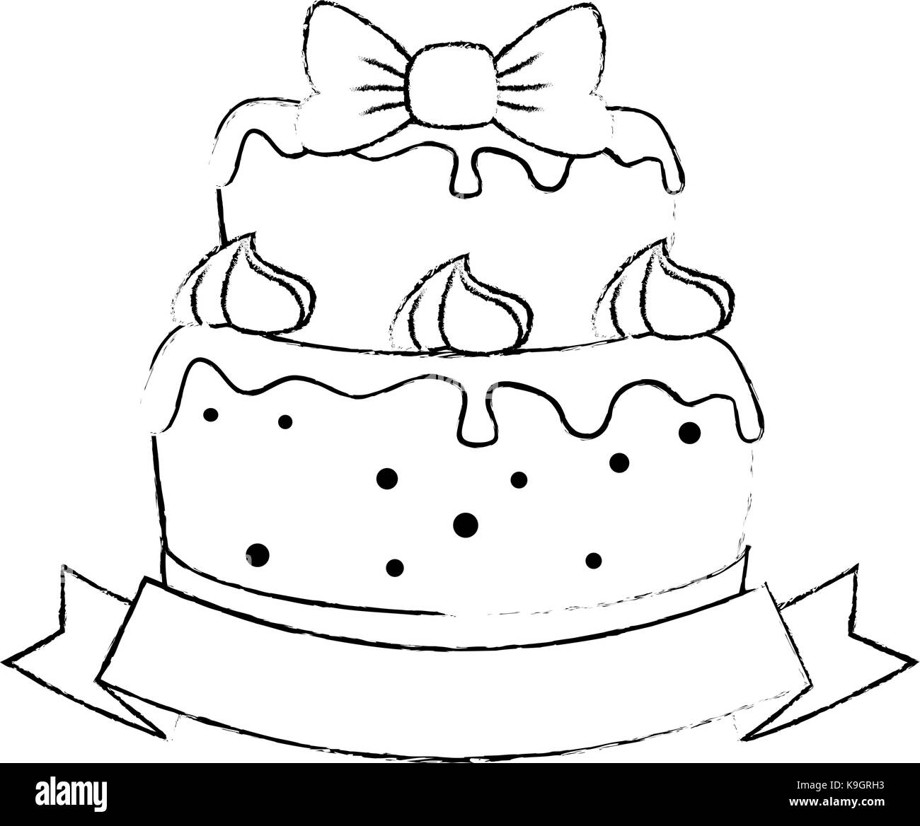 delicious cake with ribbon vector illustration design Stock Vector ...