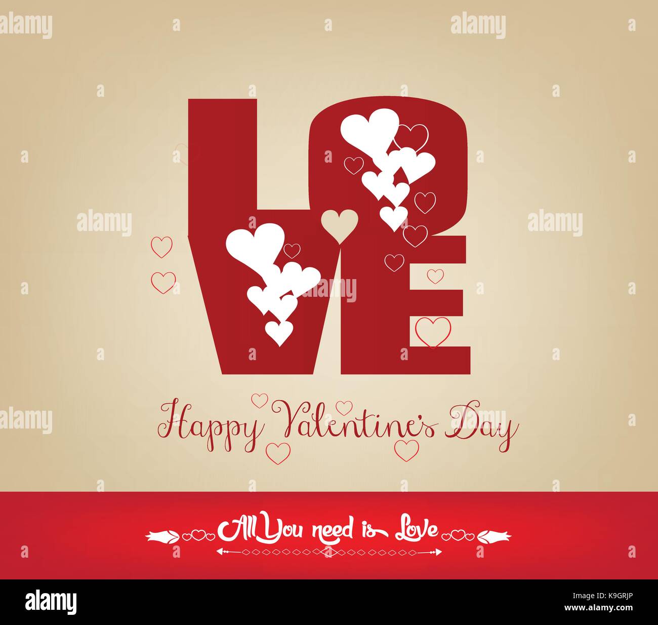 LOVE Happy Valentines day card, Font Type Stock Vector Image & Art - Alamy