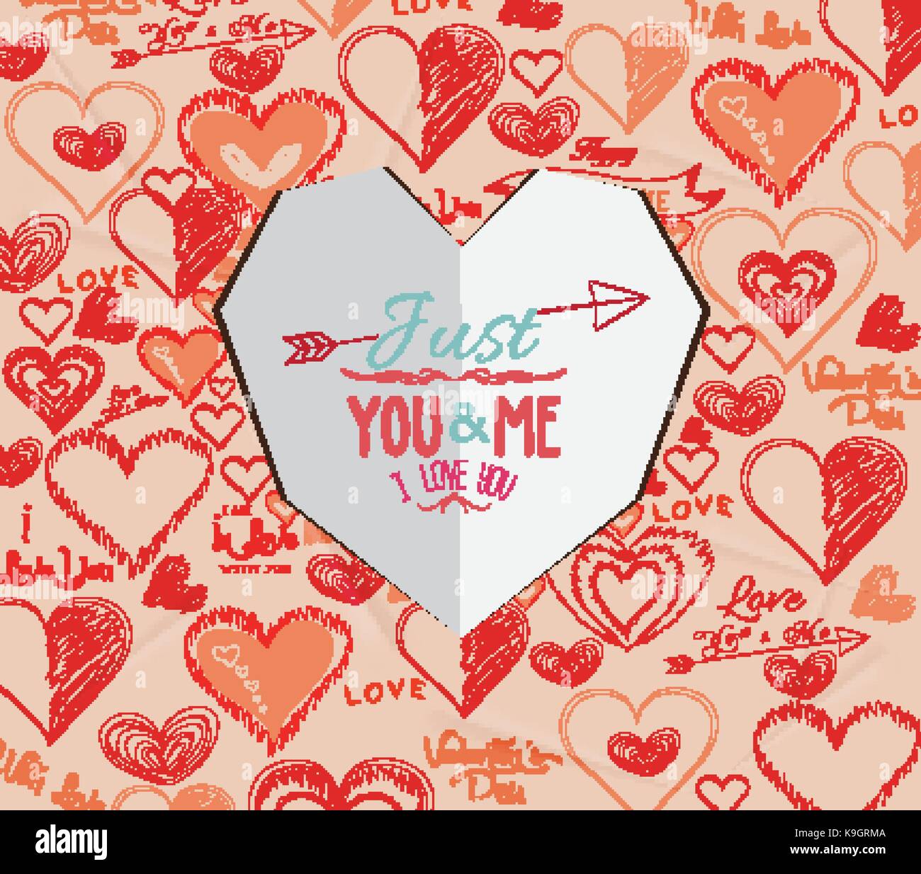 White paper heart Valentines day card Stock Vector Image & Art - Alamy