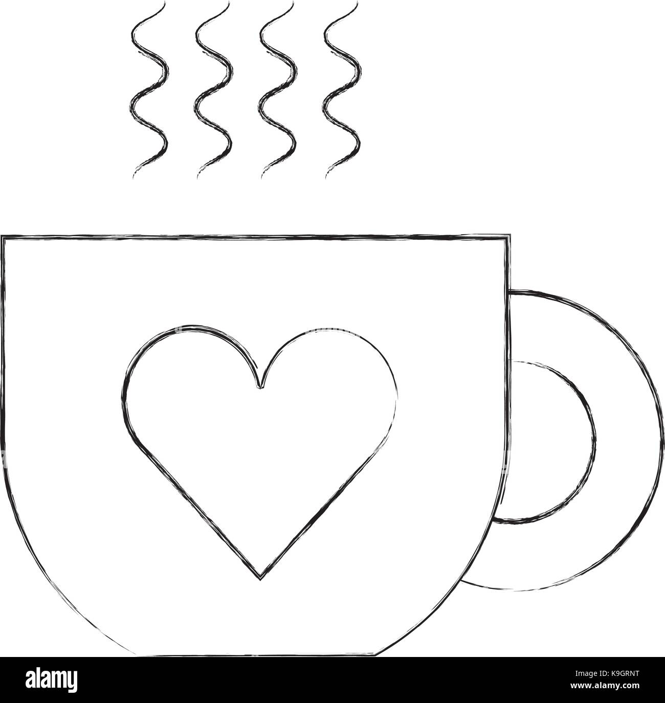 cute coffee cup heart handle hot drink Stock Vector Image & Art - Alamy