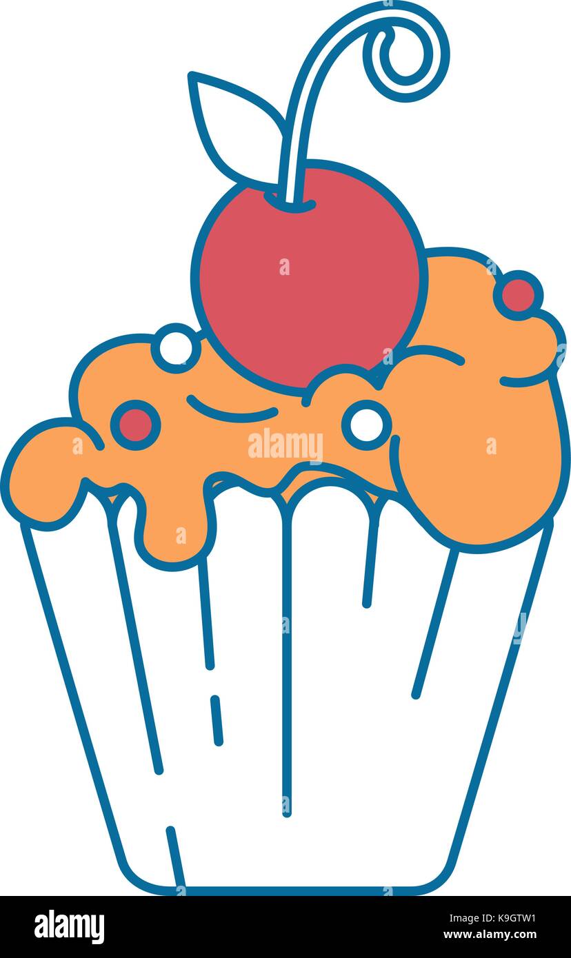 delicious cupcake with cherry Stock Vector Image & Art - Alamy