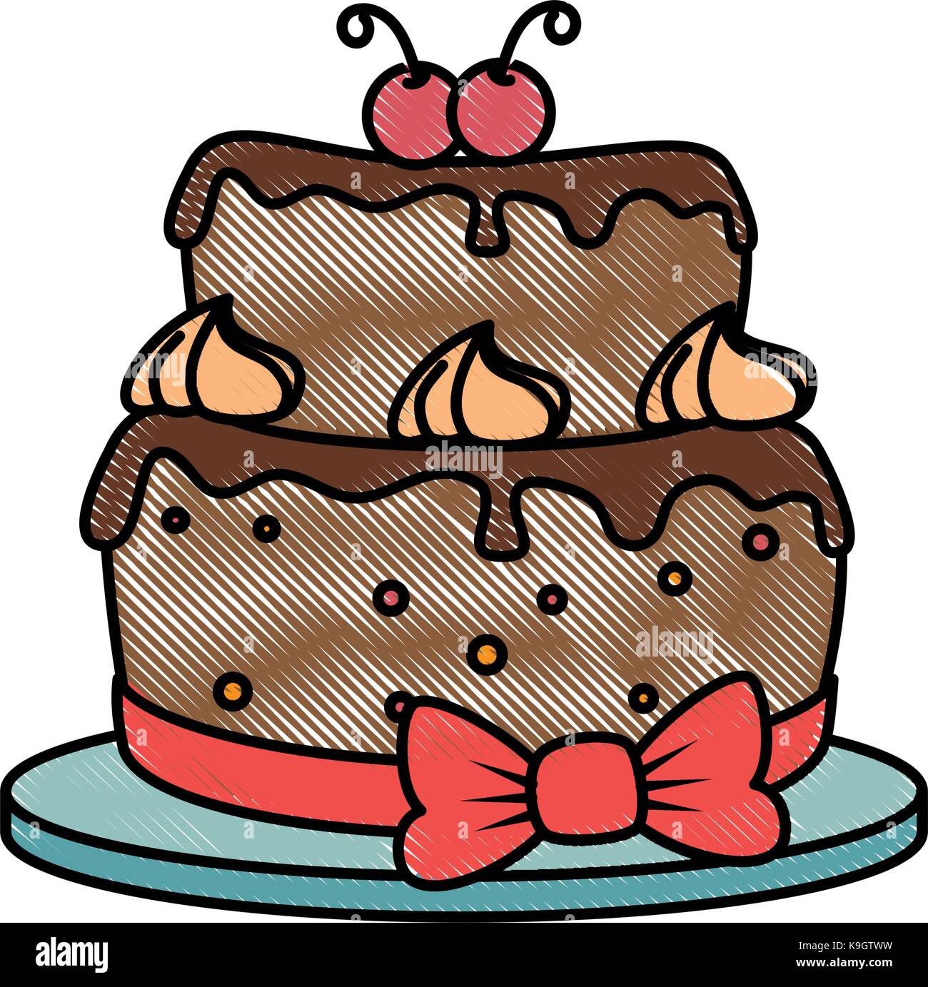 delicious cake with cherry Stock Vector Image & Art - Alamy