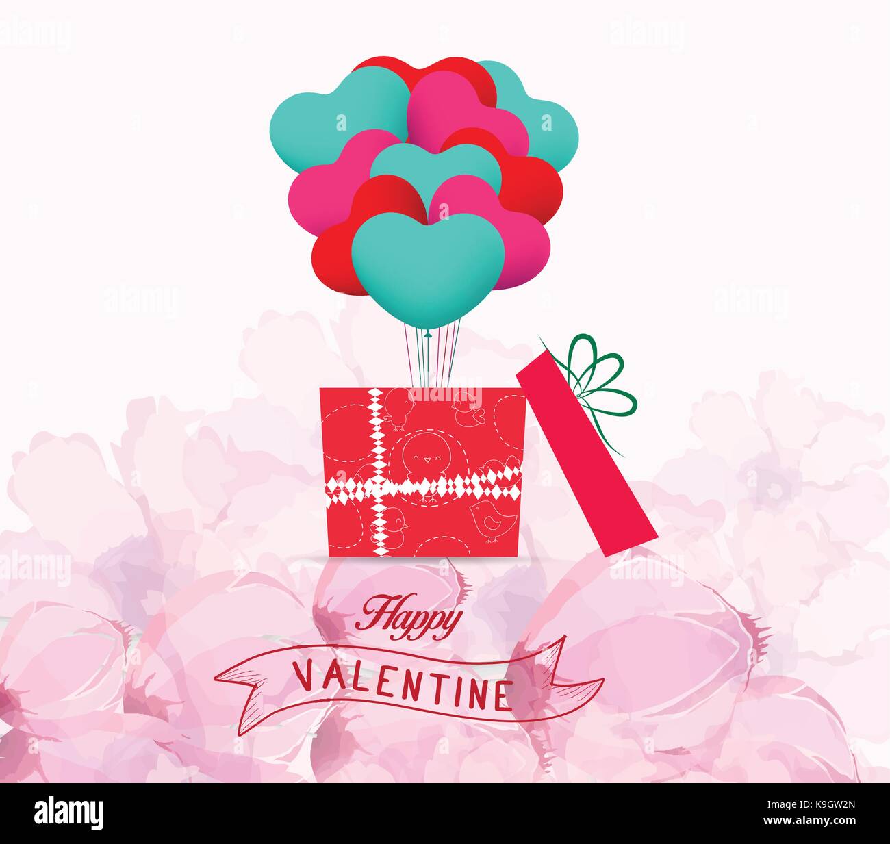 Valentines Day romantic card with balloon Stock Vector Image & Art - Alamy