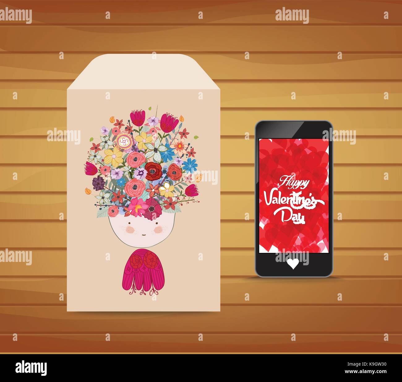 Valentines day card with floral background Stock Vector Image & Art - Alamy
