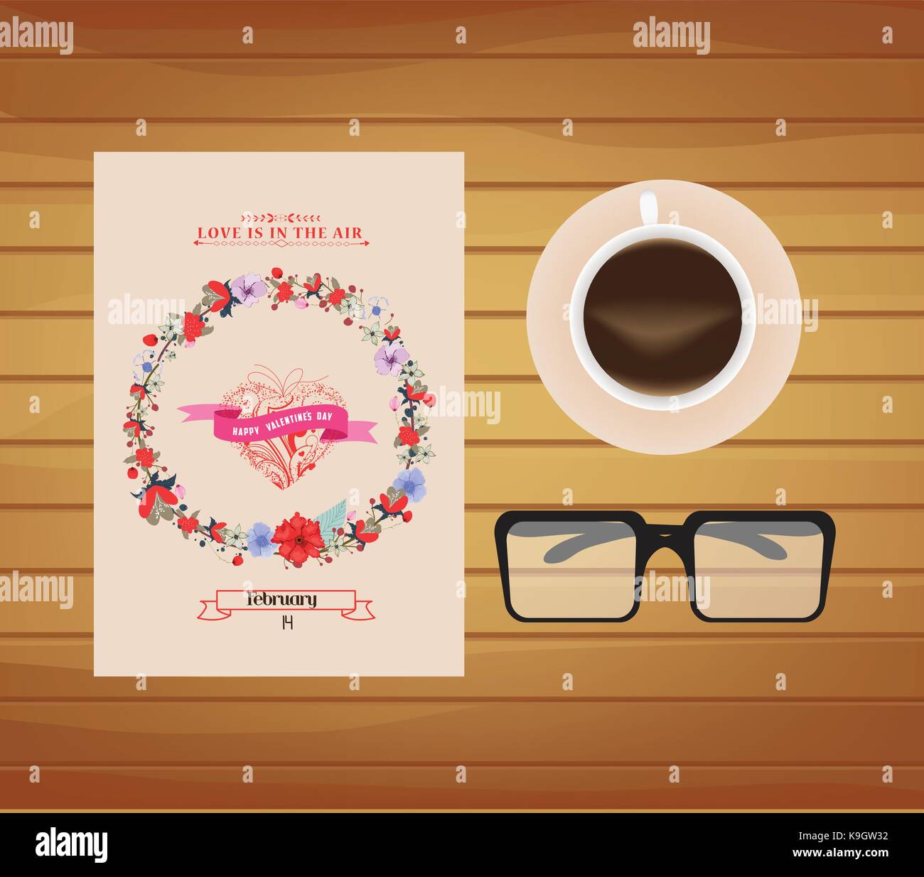 Valentines day card with floral background Stock Vector Image & Art - Alamy
