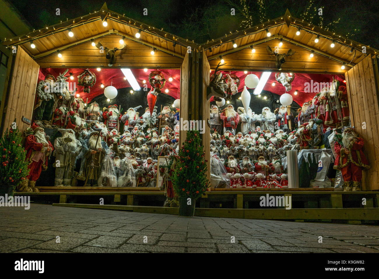 Santa Claus stall at Chester Christmas Market. Stock Photo