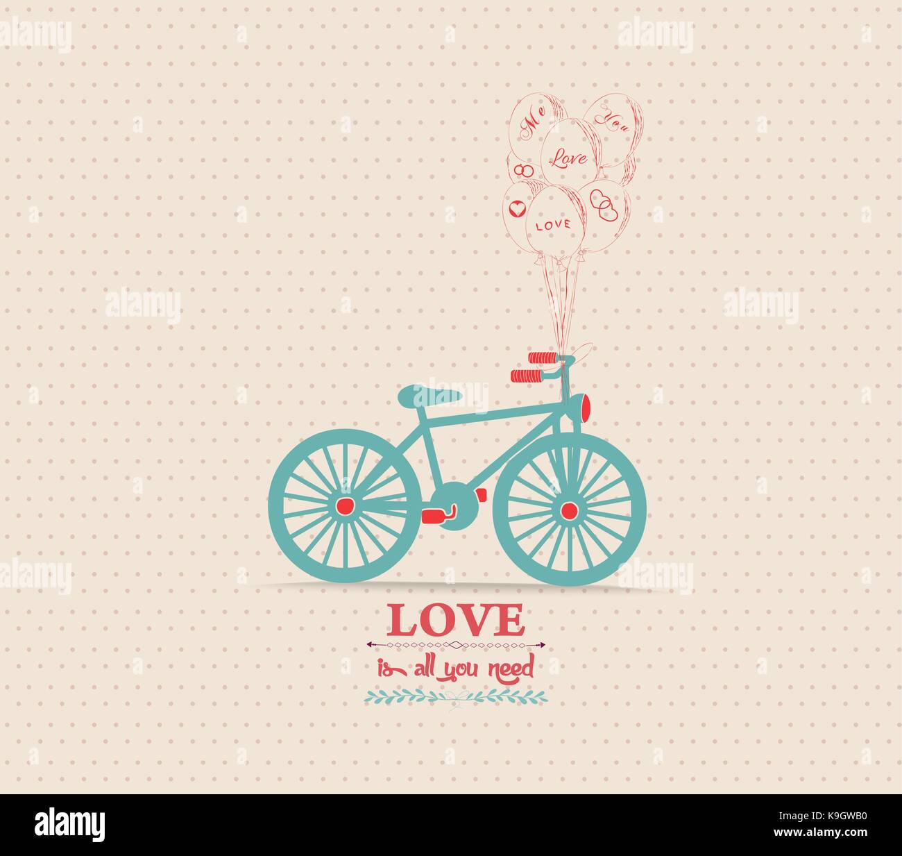 valentines poster with balloons bicycle card Stock Vector Image & Art