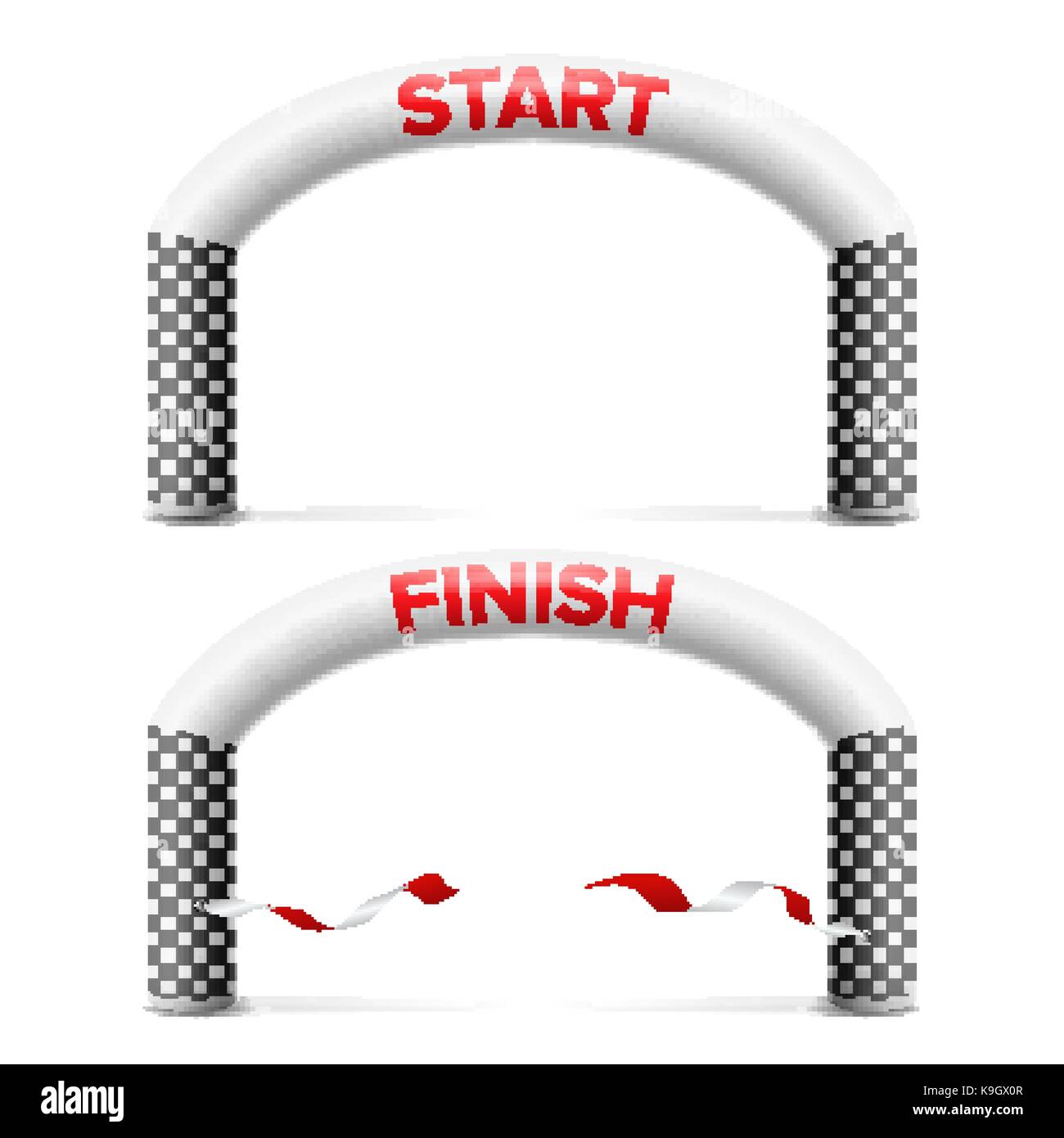 3D Start, Finish Line Arch Vector. Outdoor Sport Events Competition