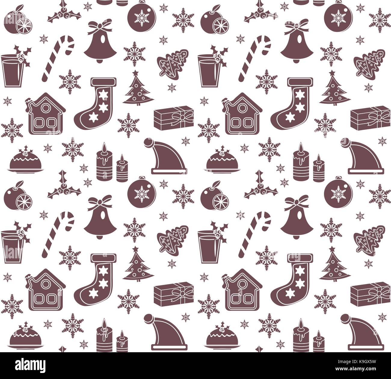 Christmas seamless pattern. New Year endless background, Winter Holidays repeating texture, wallpaper, fabric. Vector illustration. Stock Vector