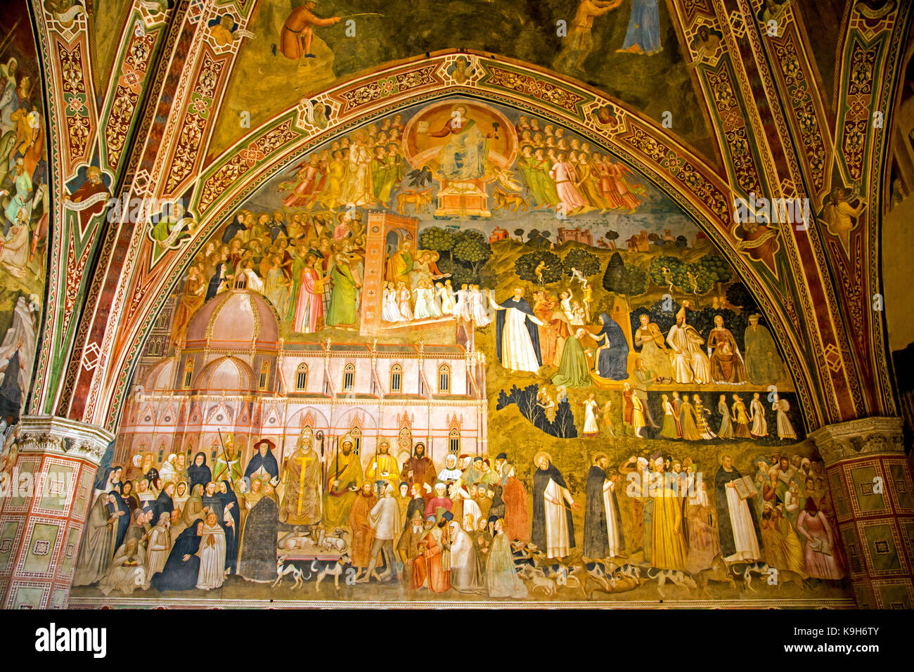 The Church Militant and the Church Triumphant by Andrea di Buonaiuto in the Spanish Chapel section of Santa Maria Novella church in Florence Italy Stock Photo