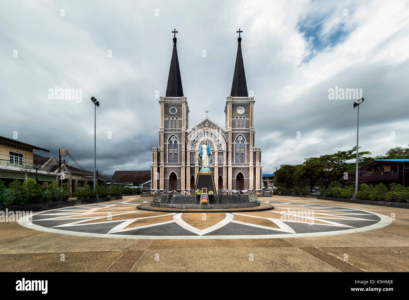 Cathedral of the Immaculate Conception or Maephra Patisonti Niramon Church is a major Christian worship ground in Chanthaburi, Thailand Stock Photo