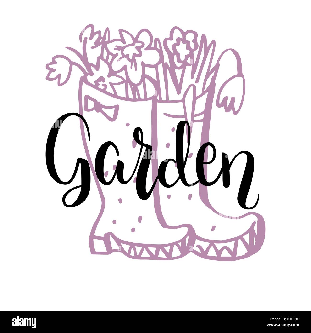 Garden Lettering Colorful Garden design drawing Cut Out Stock Images & Pictures - Alamy