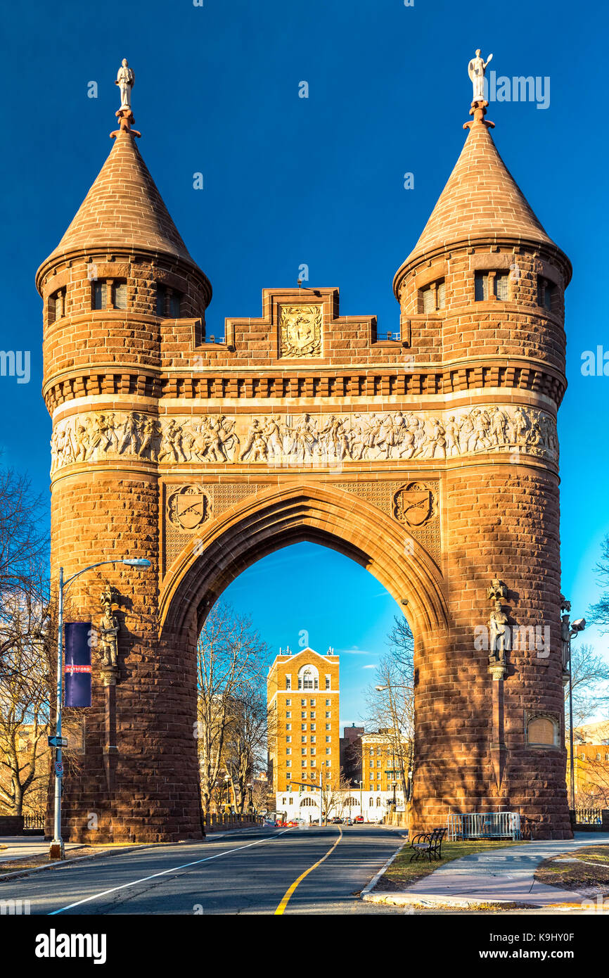 Soldiers and Sailors Memorial Arch in Hartford, Connecticut. The monument was the first permanent triumphal arch in America Stock Photo