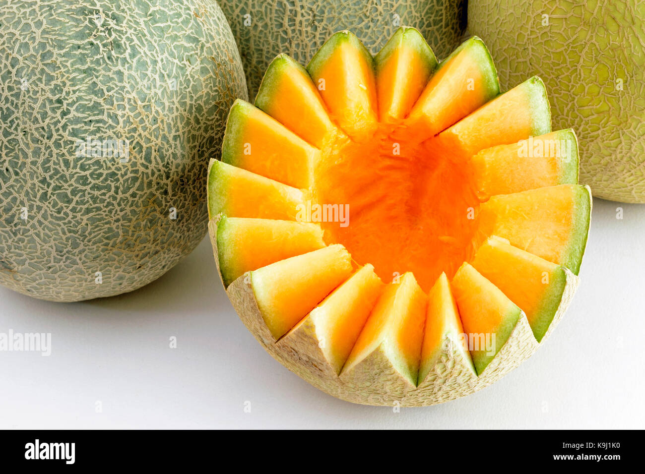 Musk melon - cut and cleaned for sale Stock Photo