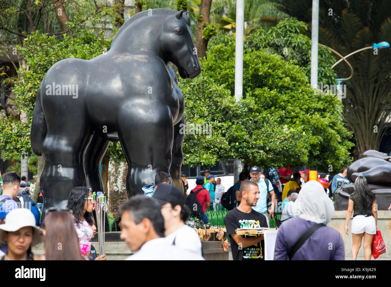 Horse or caballo sculpture, Botero Plaza, Medellin, Colombia Stock Photo