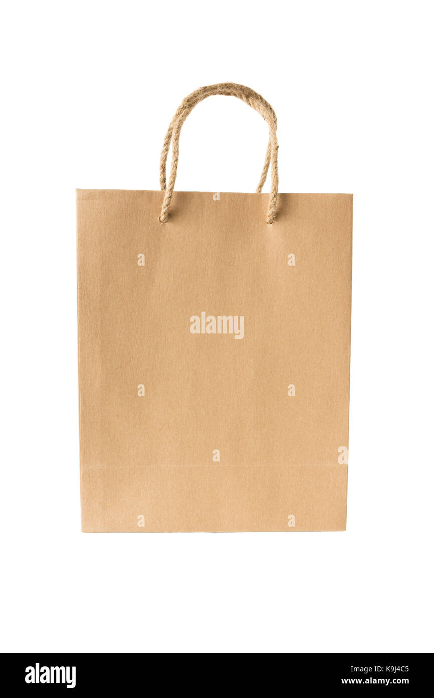 Blank brown paper bag isolated on white background Stock Photo - Alamy