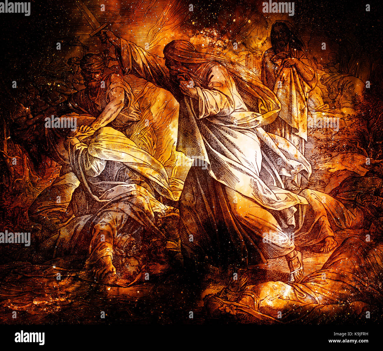 The prophet Elliah defeates the priests of Bal, graphic collage from ...