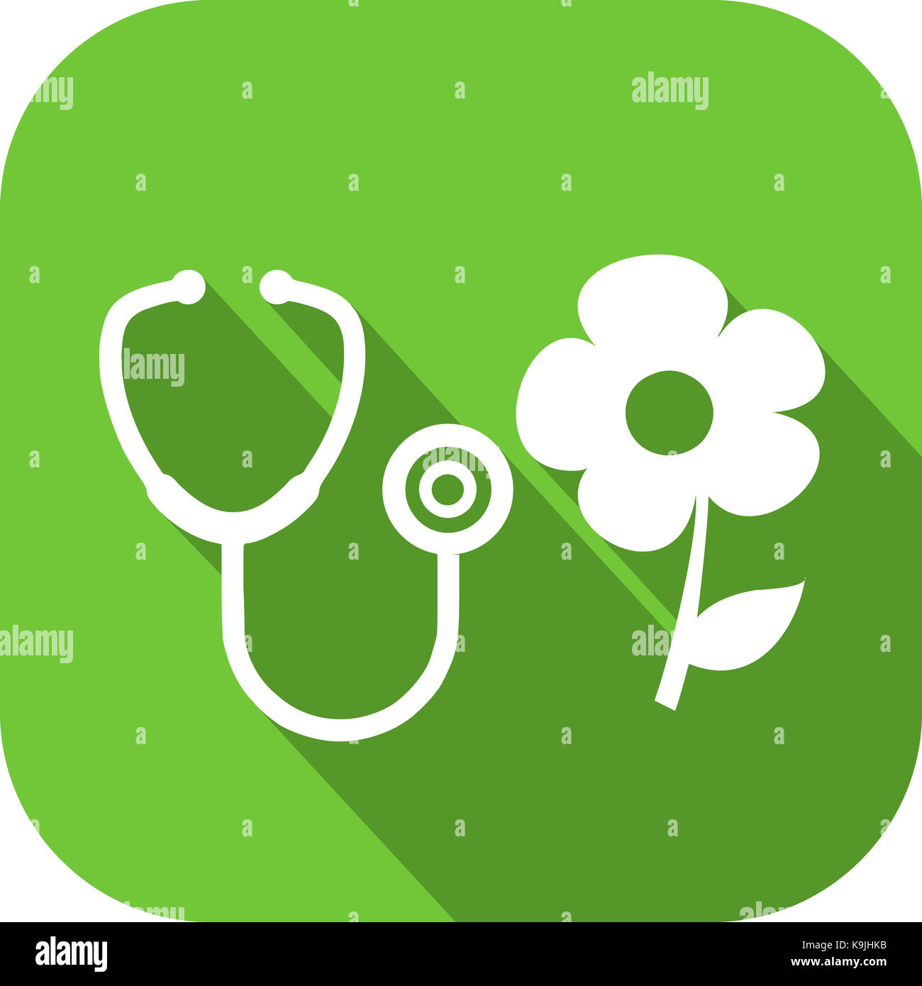 Stethoscope and flower in an icon to illustrate natural medicine by ...