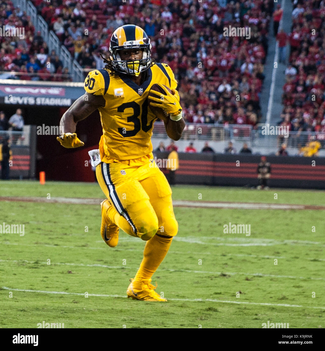 Santa Clara USAA CA. 21st Sep, 2017. Rams running back Todd Gurley