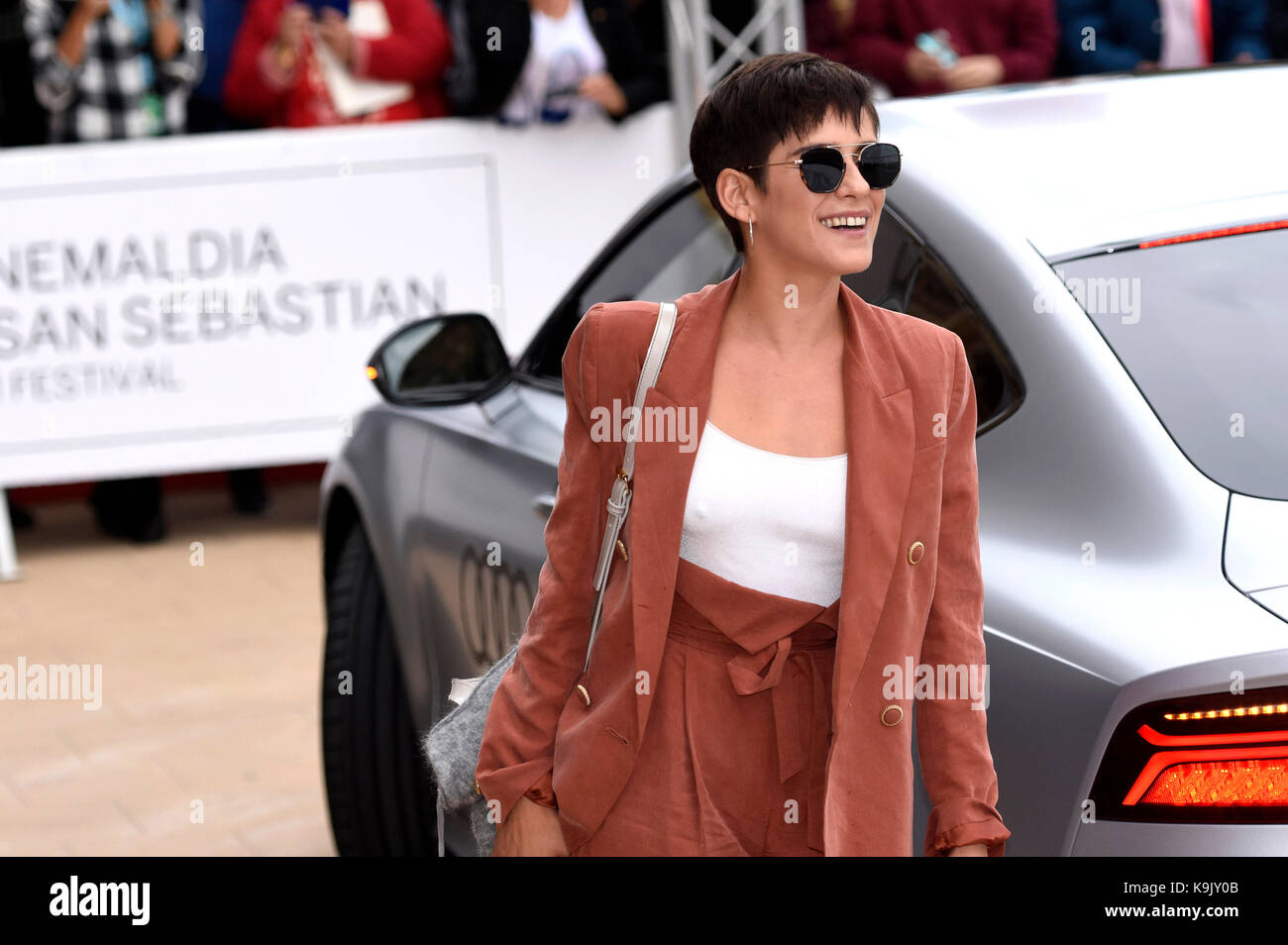 Maria Leon is seen arriving at 65th San Sebastian Film Festival on September 22, 2017 in San Sebastian, Spain. Stock Photo