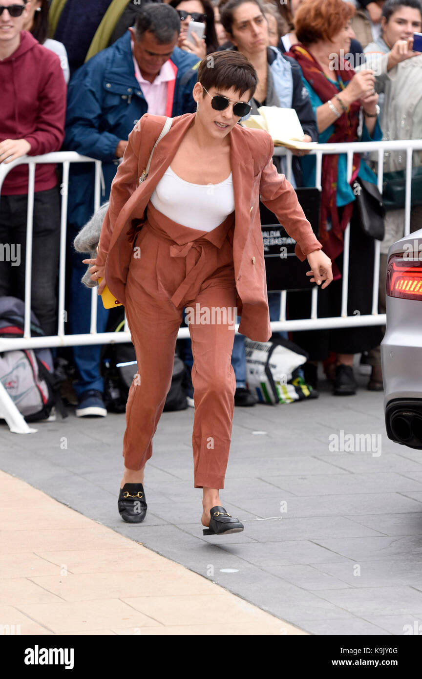 Maria Leon is seen arriving at 65th San Sebastian Film Festival on September 22, 2017 in San Sebastian, Spain. Stock Photo