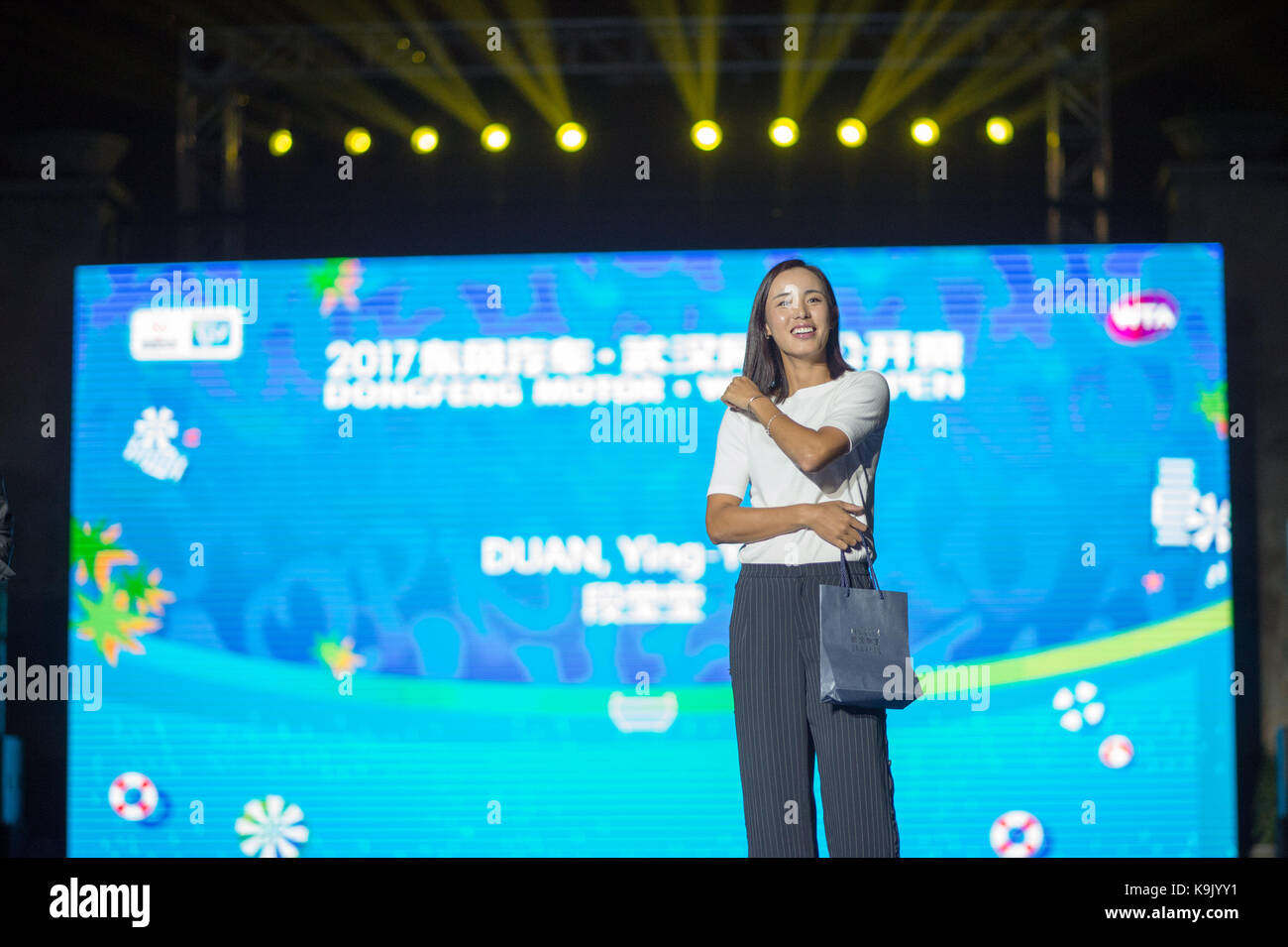 (170923) -- WUHAN, Sept. 23, 2017(Xinhua) -- Wang Qiang of China attends the player party for 2017 WTA Wuhan Open in Wuhan, capital of central China's Hubei Province, on Sept. 23, 2017. (Xinhua/Zhang Duan)(wll) Stock Photo