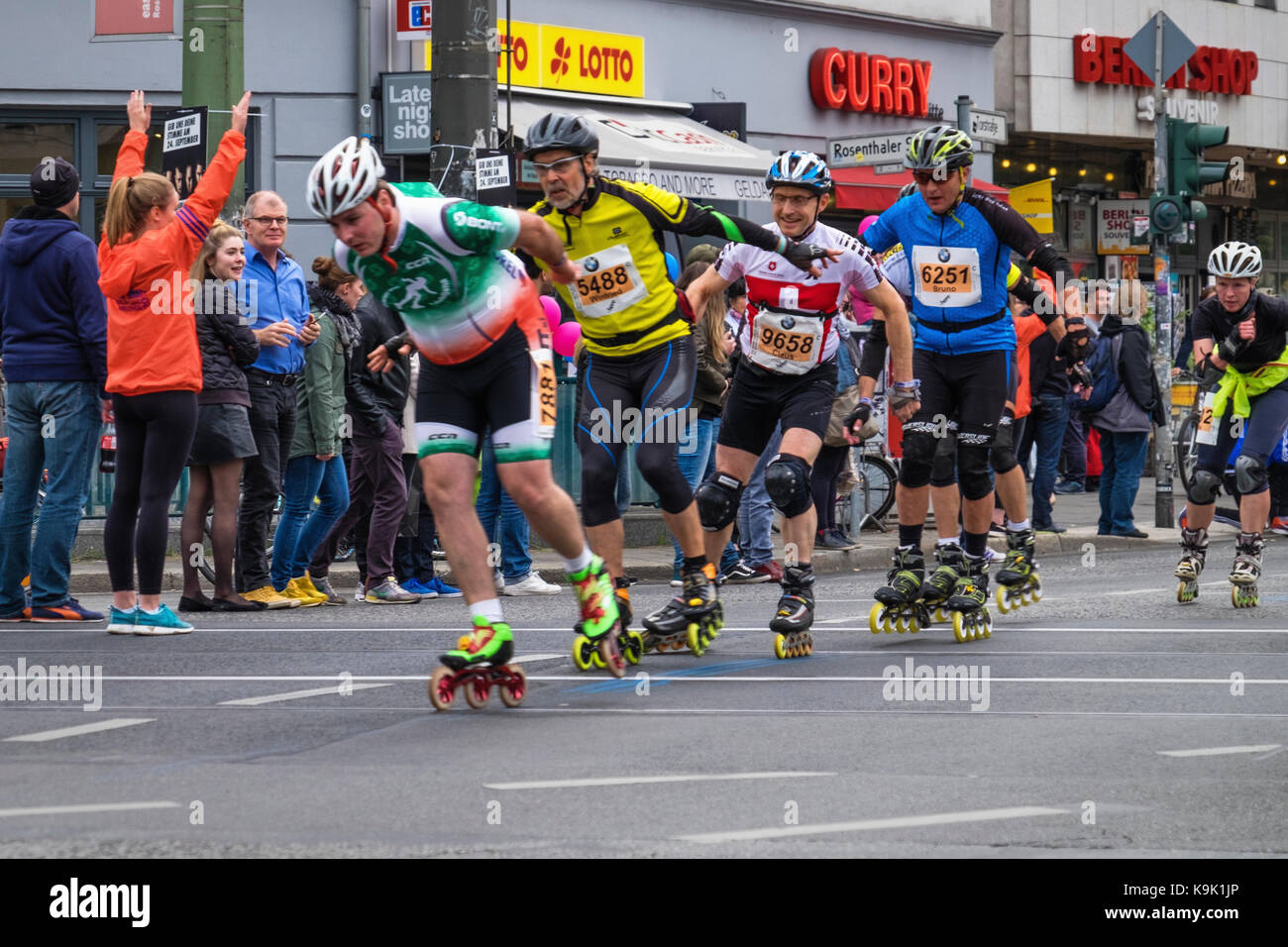 Berlin Germany. 23 September 2017, Annual In Line Skating Marathon. In line skaters pass through RosenthalePlatz as they compete in the annual roller skating event. Eden Breitz/Alamy Live News Stock Photo