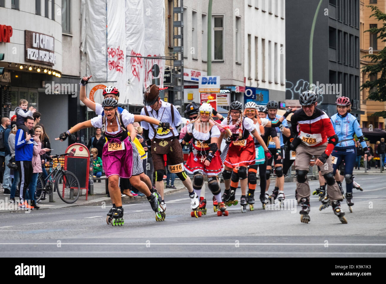 Berlin Germany. 23 September 2017, Annual In Line Skating Marathon. In line skaters pass through RosenthalePlatz as they compete in the annual roller skating event. Eden Breitz/Alamy Live News Stock Photo