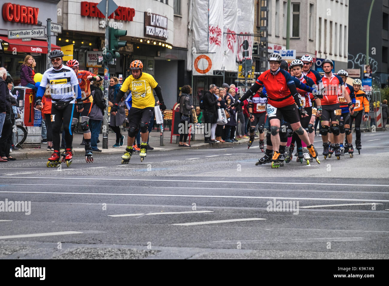 Berlin Germany. 23 September 2017, Annual In Line Skating Marathon. In line skaters pass through RosenthalePlatz as they compete in the annual roller skating event. Eden Breitz/Alamy Live News Stock Photo