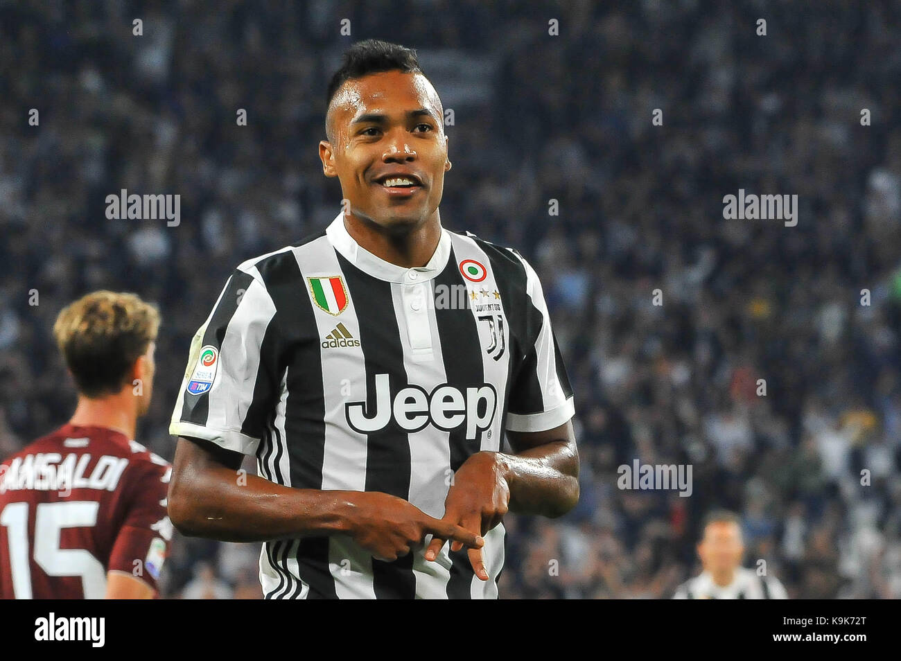 Lobo Silva Alex Sandro (Juventus FC) during the Serie A football match between Juventus FC and  Torino FC at Allianz Stadium on 23 September, 2017 in Turin, Italy. Stock Photo
