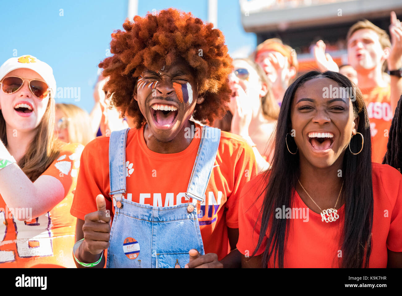Clemson student fans during the NCAA college football game between