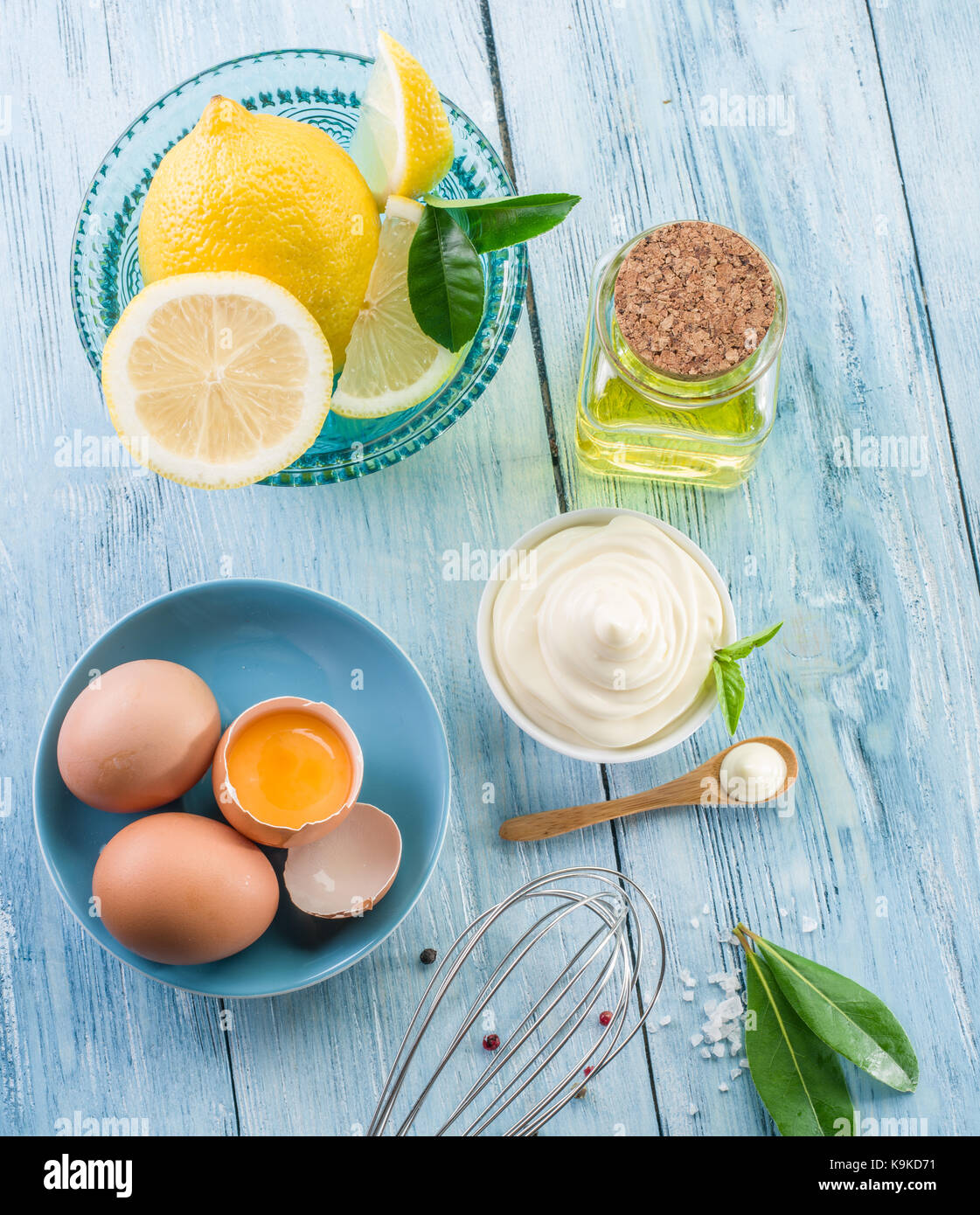 Natural mayonnaise ingredients and the sauce itself Stock Photo Alamy