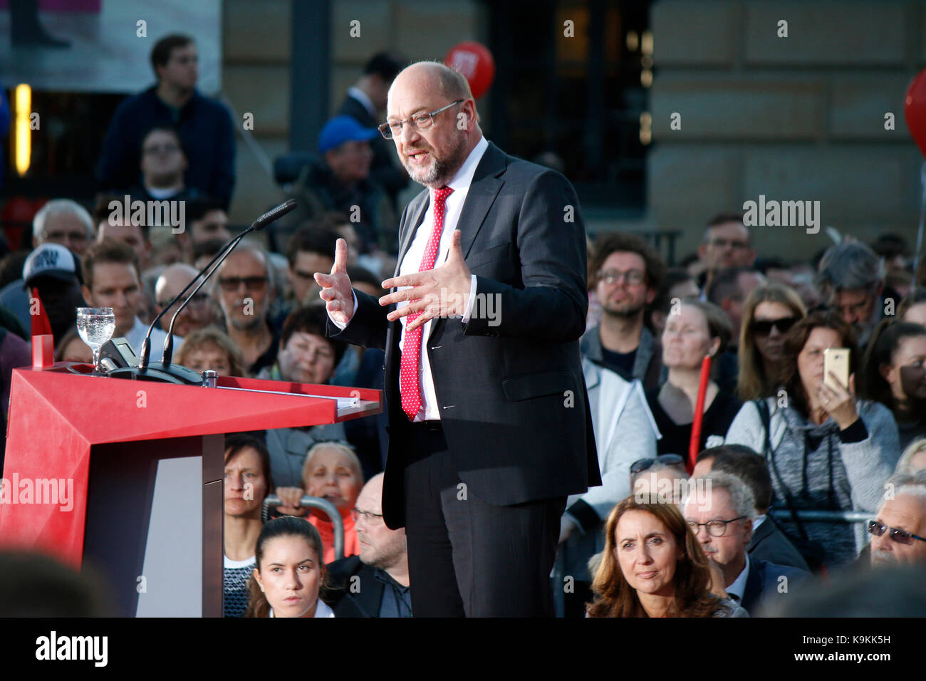 Martin Schulz - Wahlkampfauftritt des Kanzlerkandidaten der SPD, Gendarmenmarkt, 12. September 2017, Berlin. Stock Photo