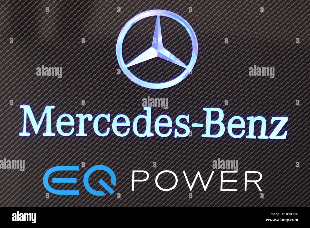 Mercedes-Benz promoted hybrid cars under the logo and brand EQ Power at the Frankfurt Motor Show 2017 in Germany Stock Photo