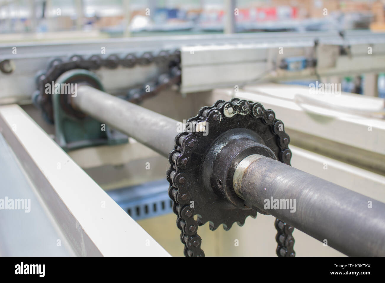 the chain drive shaft Line Conveyor Industrial Stock Photo