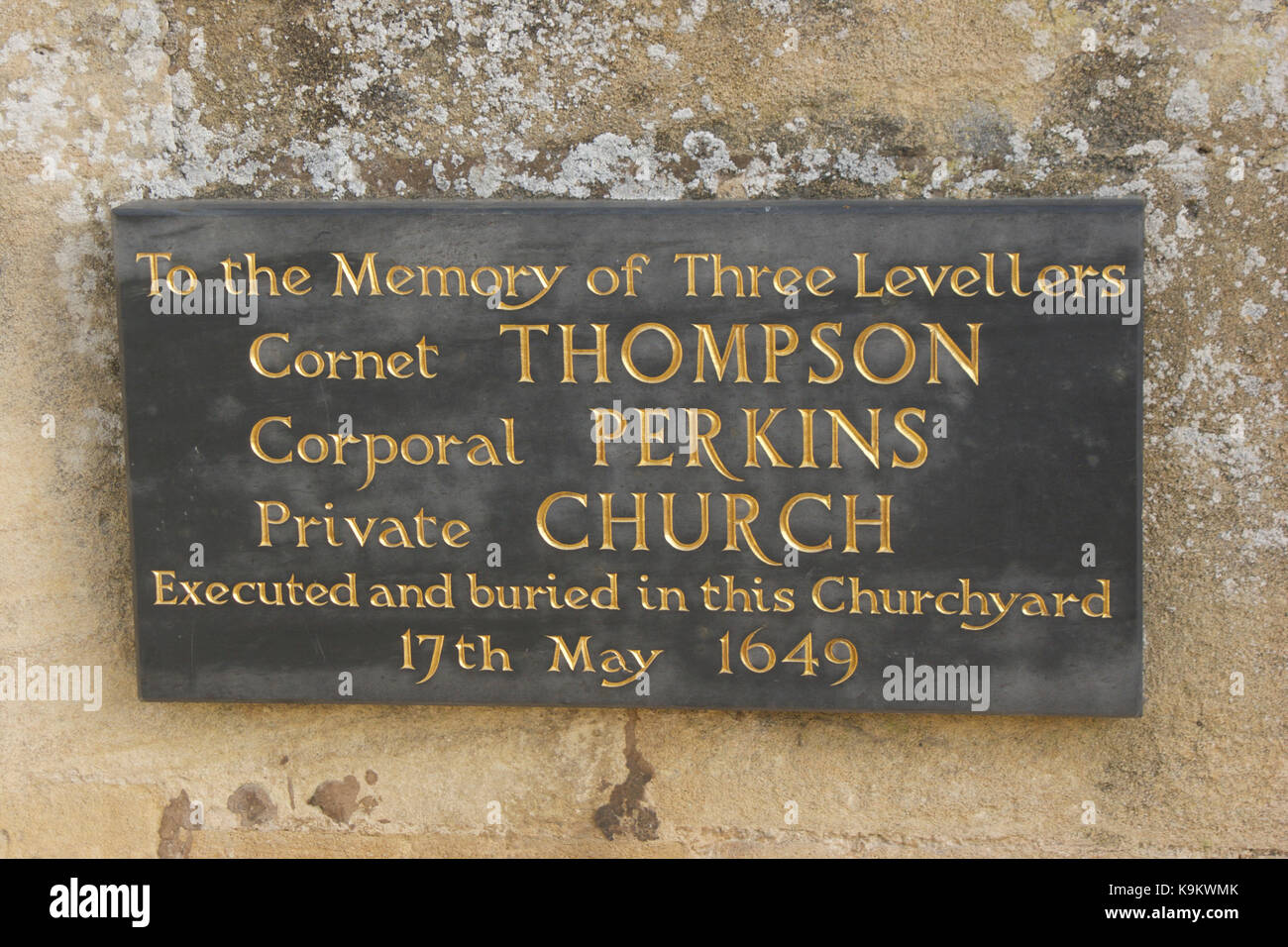 To the memory of the three Levellers executed in Burford during the English Civil War Stock Photo