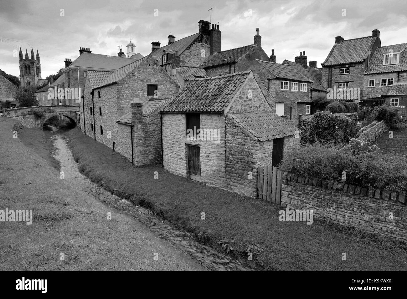 Traditional stone cottages, Helmsley village, North York Moors National Park, North Yorkshire, England, UK Stock Photo