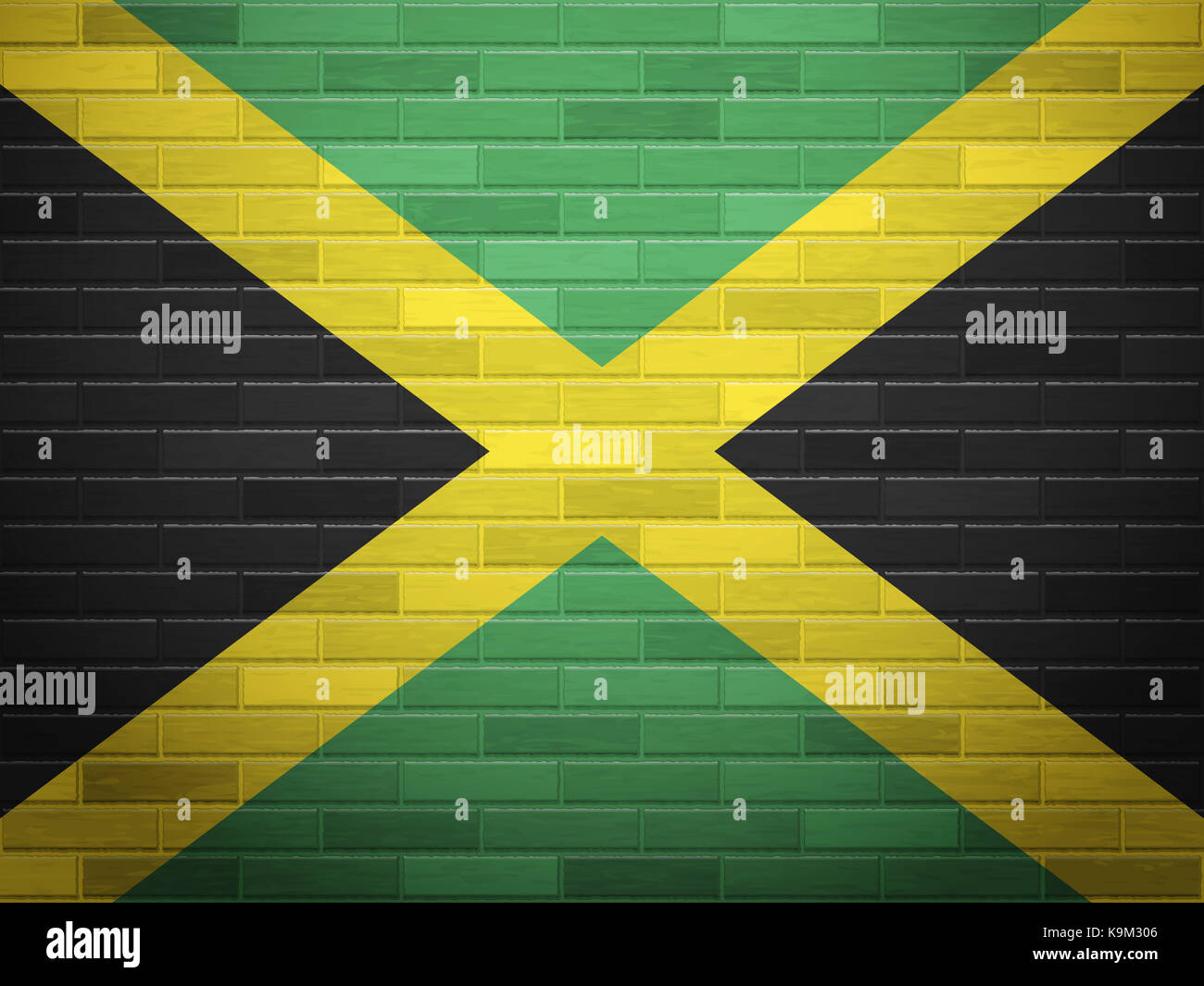 Jamaica flag on textured brick wall Stock Photo - Alamy