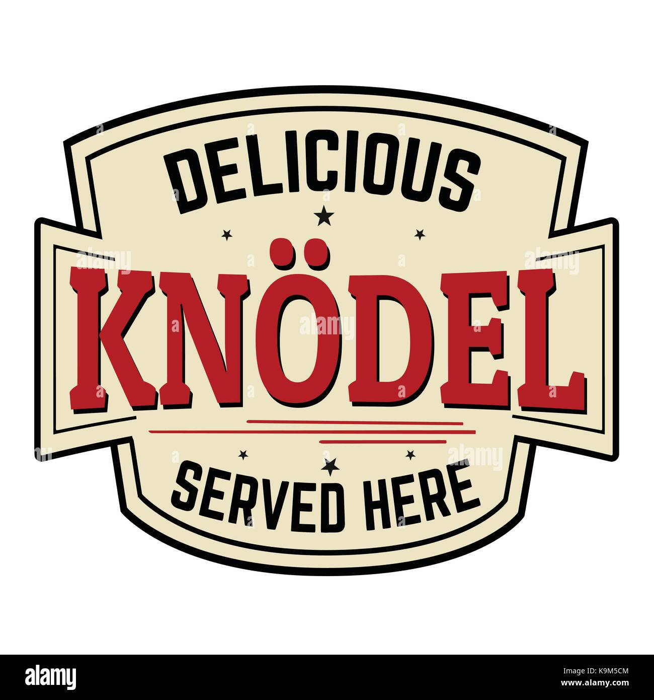 Knodel sticker or label on white background, vector illustration Stock Vector