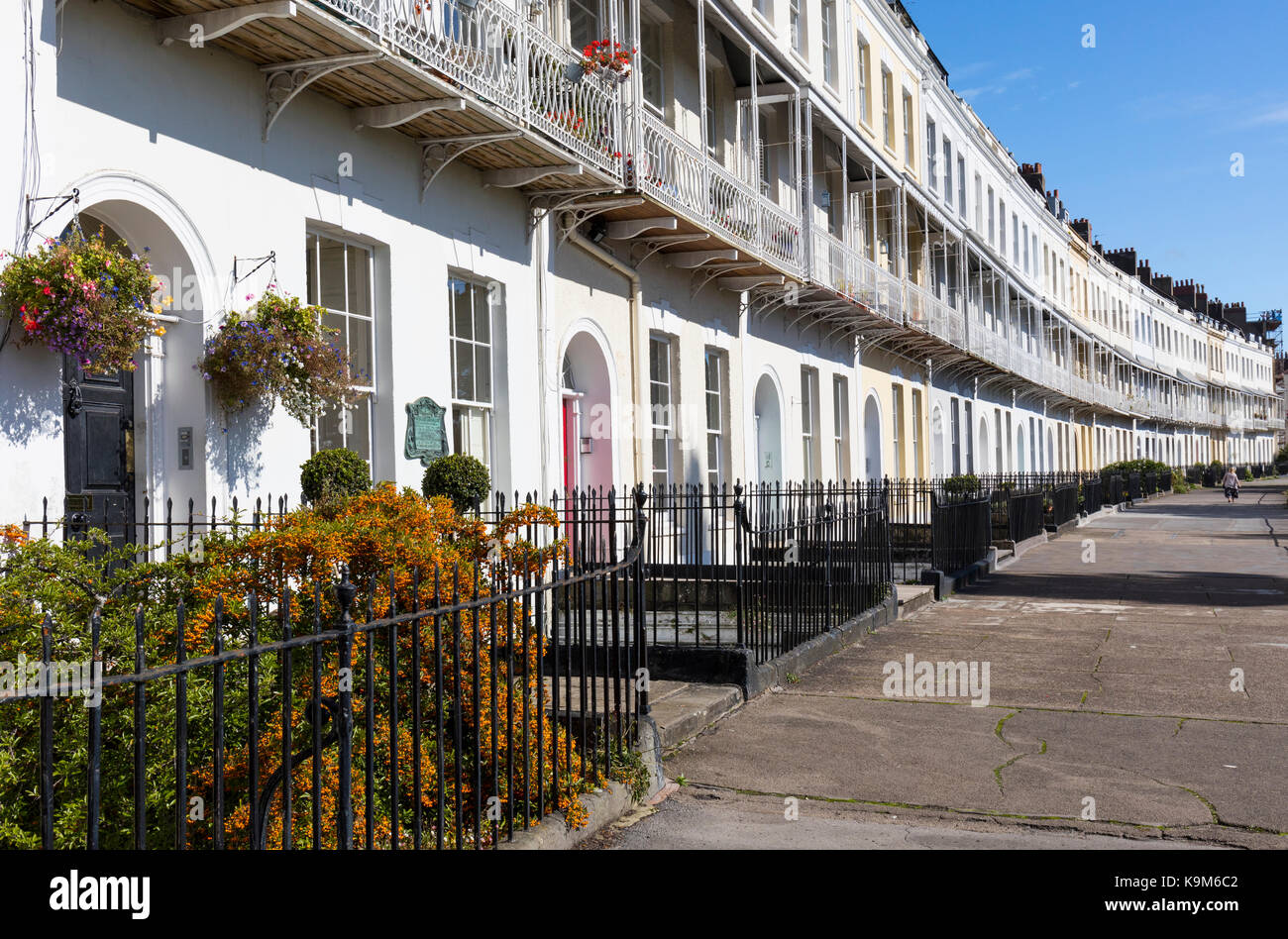 Period terrace houses in Royal York Crescent, Clifton, City of Bristol, England, UK Stock Photo