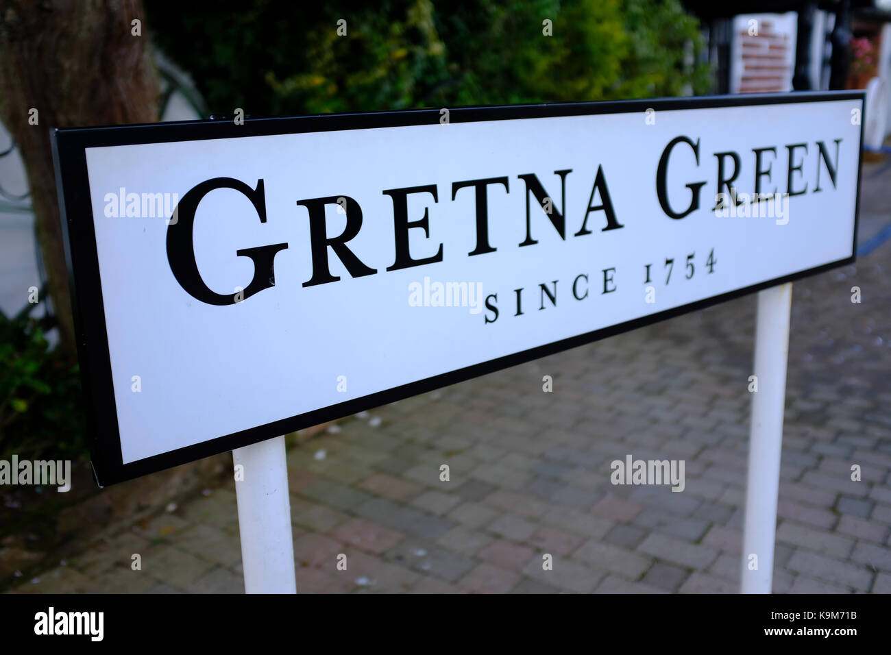 Gretna Green sign post - Scotland Stock Photo